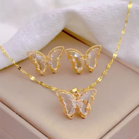 Jewelry - Gold Filled Butterfly Cubic Zirconia Set